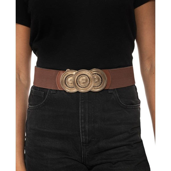 Round-Buckle Stretch Belt