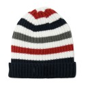 Men's Rib Knit Striped Fold-Up Cuff Hat