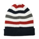 Men's Rib Knit Striped Fold-Up Cuff Hat