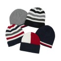 Men's Rib Knit Striped Fold-Up Cuff Hat