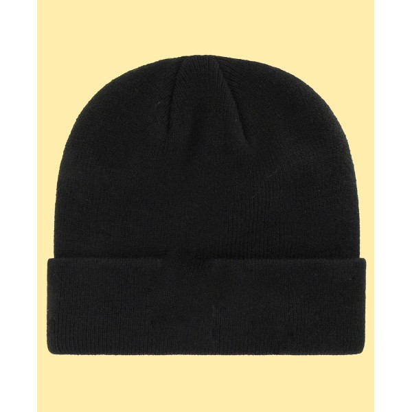 Men's Black Basic Cuffed Knit Hat