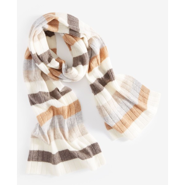 Women's Cashmere Ribbed Striped Scarf