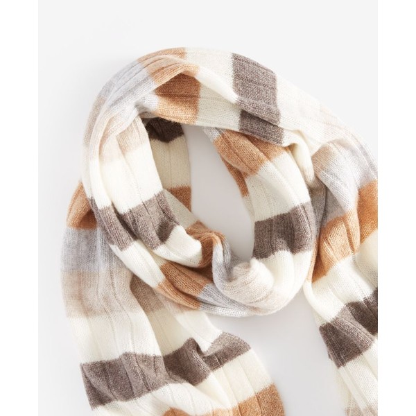 Women's Cashmere Ribbed Striped Scarf