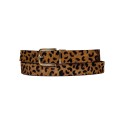 Women's Haircalf Leopard and Smooth Genuine Leather Reversible Belt