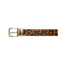 Women's Haircalf Leopard and Smooth Genuine Leather Reversible Belt