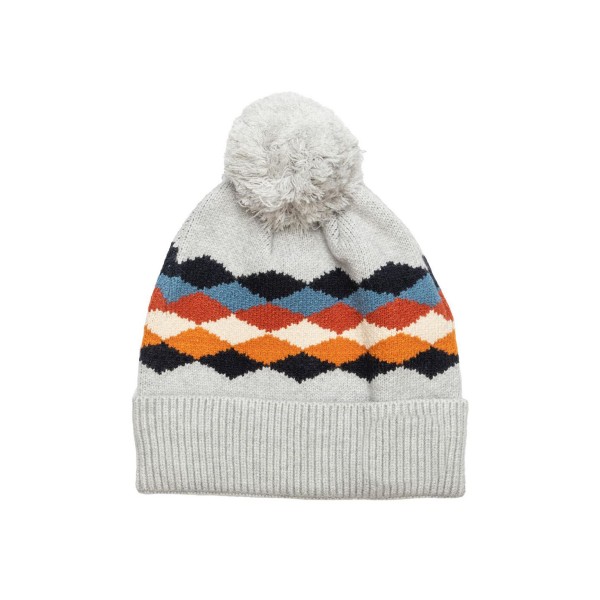 Men's Jacquard Knit Cuff Pom Beanie Hat