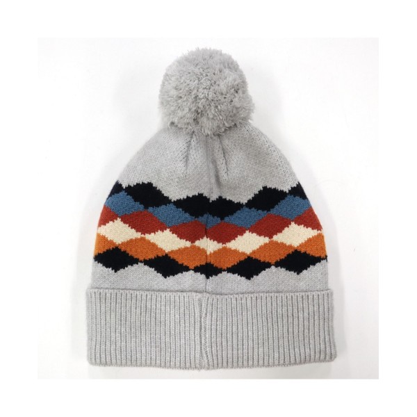 Men's Jacquard Knit Cuff Pom Beanie Hat