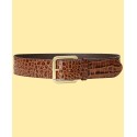 Women's Leather Croc-Embossed Wide Belt